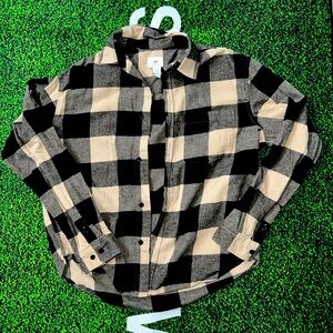 H&M yellow plaid button up long sleeve